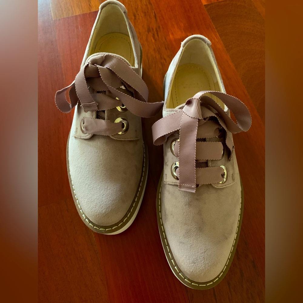 Zara velvet platform loafers, dusty mauve